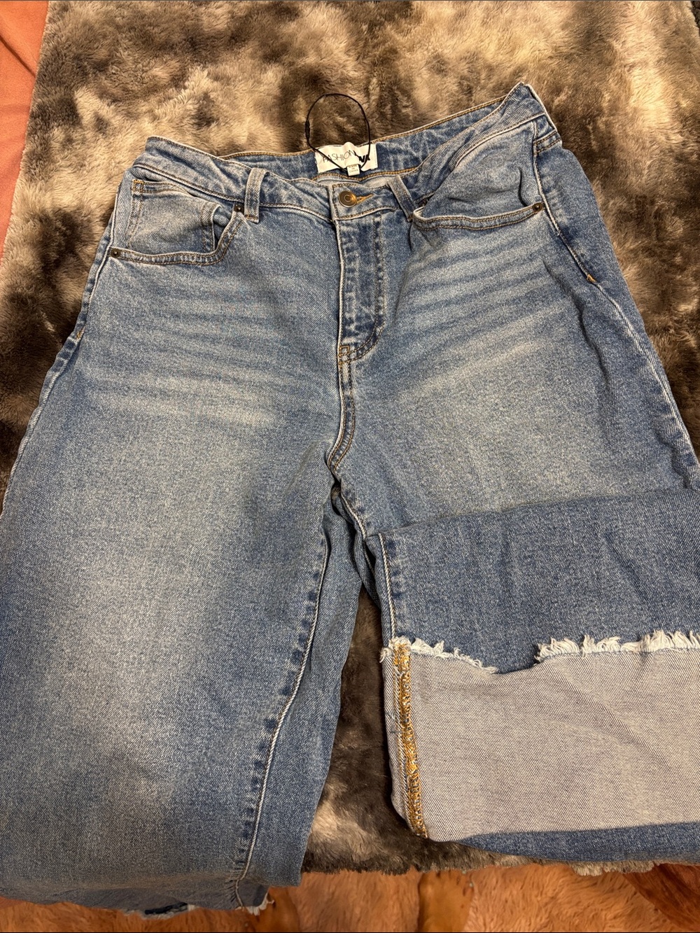 Fashion Nova Two-Tone Boyfriend Jeans in Light and Medium Blue